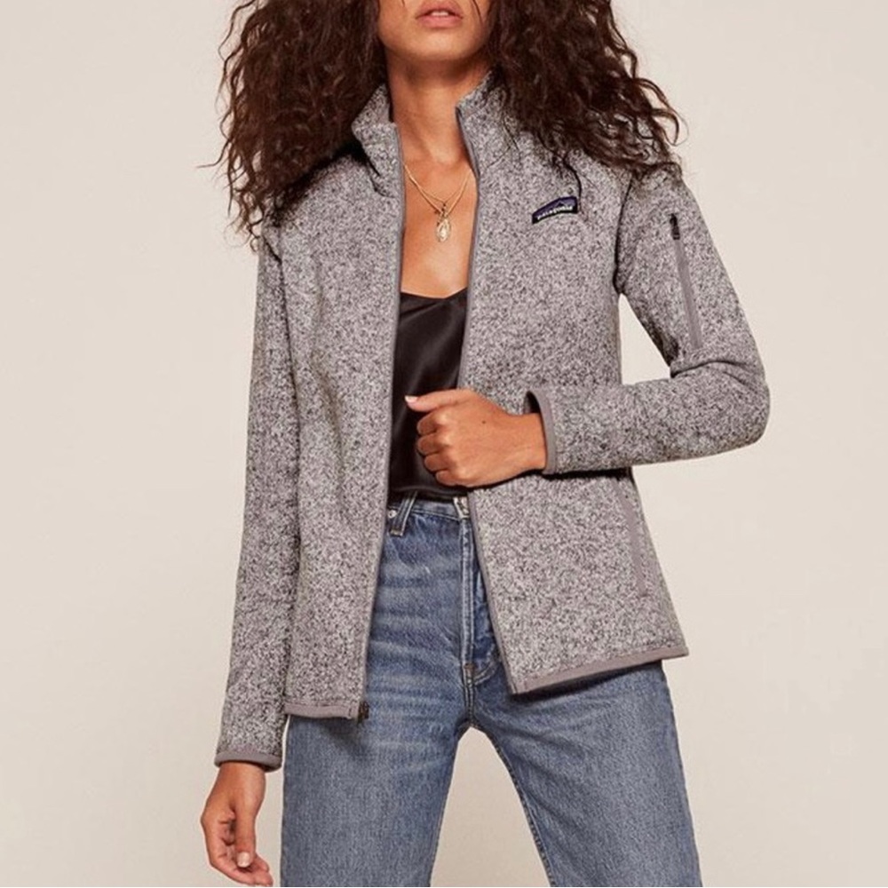 Patagonia Better Sweater Jacket Medium Birch White Grey Full Front Zipper M